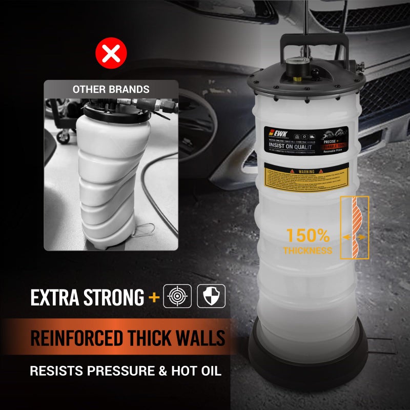 EWK 12L Heavy Duty Manual Oil Extractor/Dispenser Pump, Fluid Vacuum Evacuator with Reinforced Tank for Automotive Oil Change - Image 4